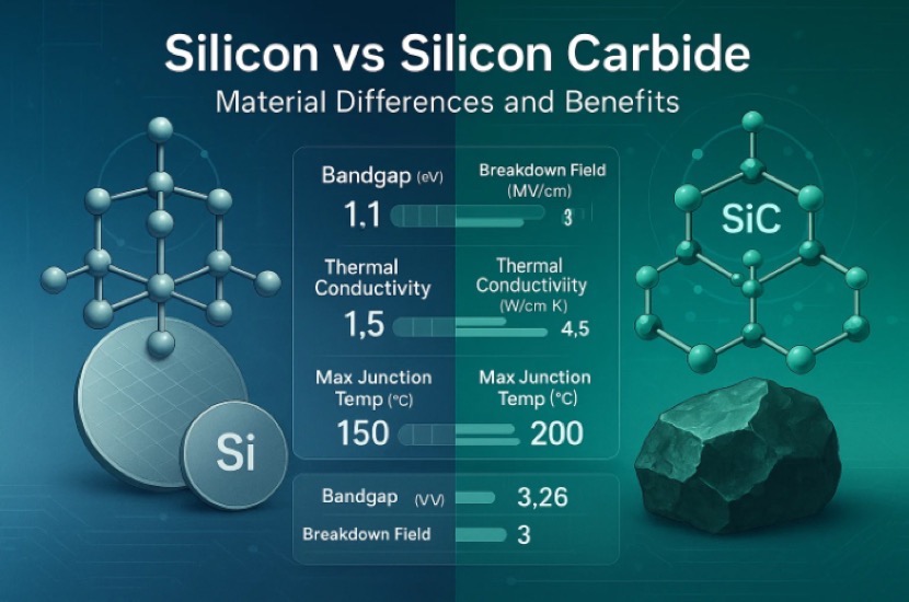 Material Defferences in Silicon vs Silicon Carbide (Si vs SiC)