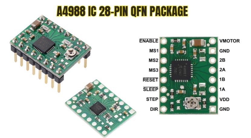 A4988 Stepper Motor Driver IC Features, Pinout & 3D Printer Applications
