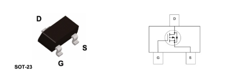 The TPA06P5K4L adopts a standard SOT-23 pin assignment: