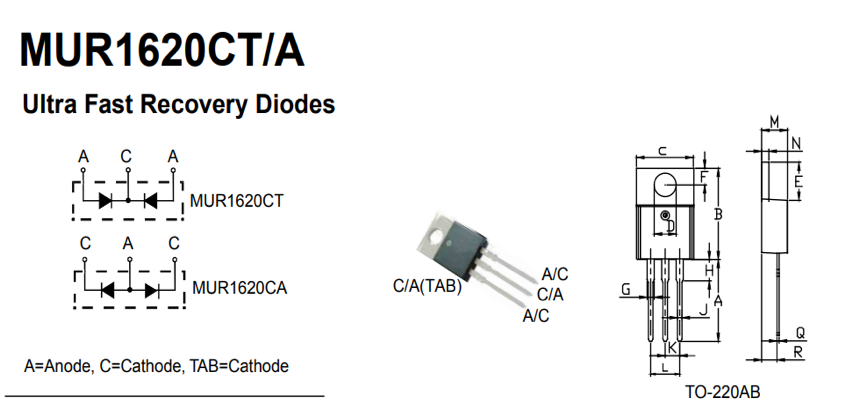 Fast Recovery Diode Solutions from Topdiodes MUR1620CT/A