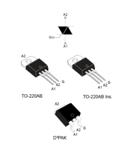 Features for ST BTA12, BTB12 and T12xx Triac series